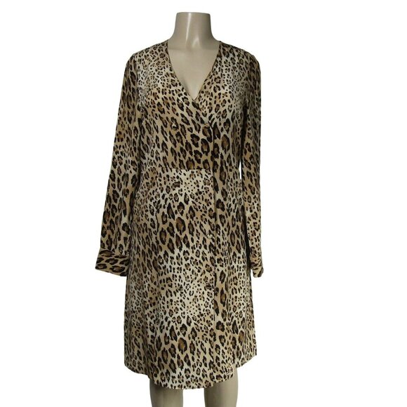 FRAME Leopard 100% SILK S M Animal Print Safari Quiet Luxury Mob Wife Dress - Picture 1 of 11
